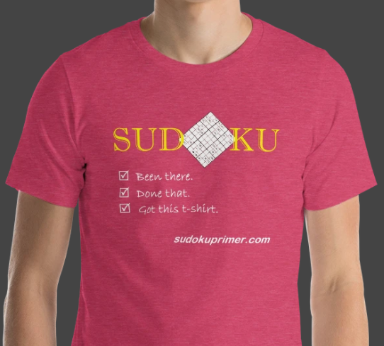 sudoku t-shirt with the text 'SUDOKU -- Been There, Done That, Got This T-shirt' with check-marks by each